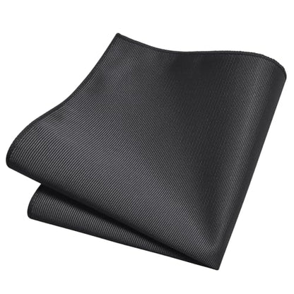 GUSLESON 3.15"（8cm） Solid Color Necktie and Pocket Square Cufflinks Sets For Men + Gift Box - color: Charcoal Grey