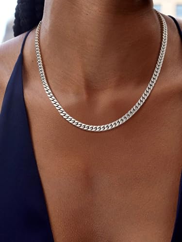 PROSTEEL Chunky Cuban Link Curb Chain Necklace for Women Men, Stainless Steel Choker Thick Trendy Statement Hip Hop Miami Cuban Chain Jewelry Gifts Unisex Size,5/12/14mm Widths,18"/20" - color: 5mm-Silver, size: 20inches