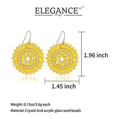Colorful Summer Beaded Earrings For Women Crystals Glass Bead Dangle Drop Bohemia Earrings Statement Earrings For Women - color: Yellow