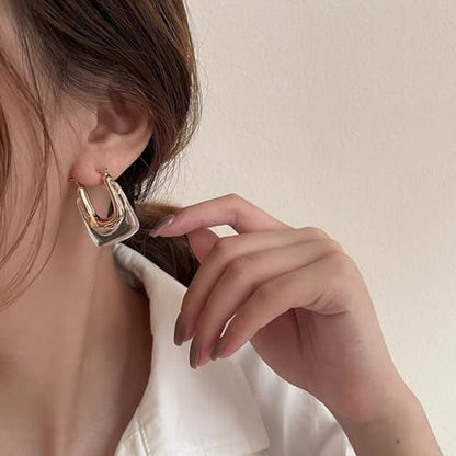 Acrylic Hoop Earrings for Women Gold Chunky Statement Huggie Earrings Clear Green Resin Drop Earring Minimalist Trendy Jewelry Gift - color: clear hoop