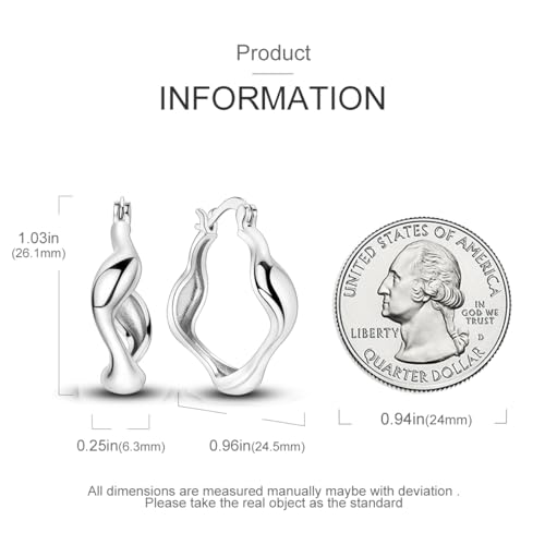 Sterling Silver Chunky Hoops Earring Teardrop Earring | Wide Thick Hypoallergenic Oval Big Large Lightweight Dangle Drop Hoop Earring Jewelry for Women 30MM - color: Chunky white