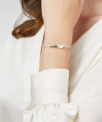 14K Gold Bracelets for Women Adjustable Slider Bracelet Bangle Bracelets for Women Trendy Chain Bracelet - color: Silver Smooth