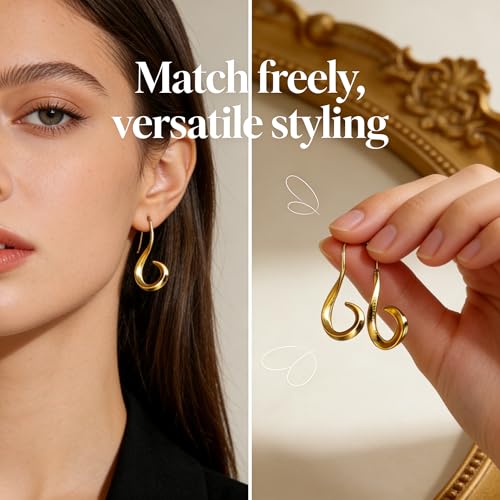 2 Pairs Hook Earrings for Women - Vintage Inspired Irregular Bohemian Design, Skin-Friendly Gold & Silver Dangle Earrings for Daily & Party Wear