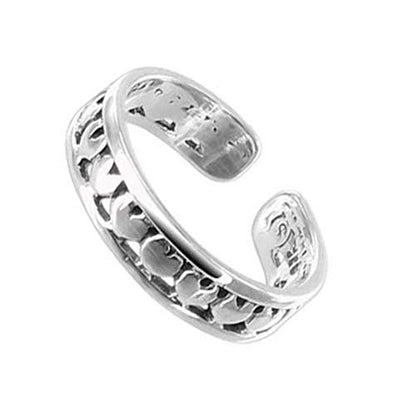 Gem Avenue 925 Sterling Silver Toe Rings Collections – Beach, Celtic, Heart, Dolphin, Flower & More Designs for Women – Elegant Adjustable Summer Jewelry - style: Style 7