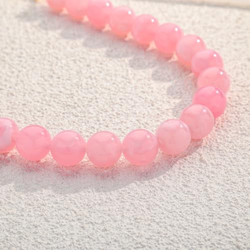 Chunky Beaded Necklaces for Women Statement Necklace | Bold Chunky Choker, Large Resin Beads, Adjustable Necklace, Boho Trendy Summer Beach Holiday Jewelry - color: Pink-03