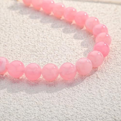 Chunky Beaded Necklaces for Women Statement Necklace | Bold Chunky Choker, Large Resin Beads, Adjustable Necklace, Boho Trendy Summer Beach Holiday Jewelry - color: Pink-03