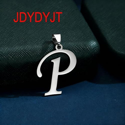 Stainless Steel Initial Letter Connector Charms Alphabet Pendant Diy Craft for Jewelry Making Necklaces Bracelets Keychain - color: Stainless Steel P