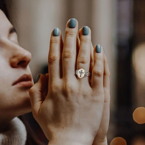 callie Custom Signet Ring - Engraved Text & Photo, Personalized Family Crest Coat Of Arms Rings, 925 Sterling Silver/Brass | Father's Day Jewelry Gifts for Men & Women - color: Cross-2