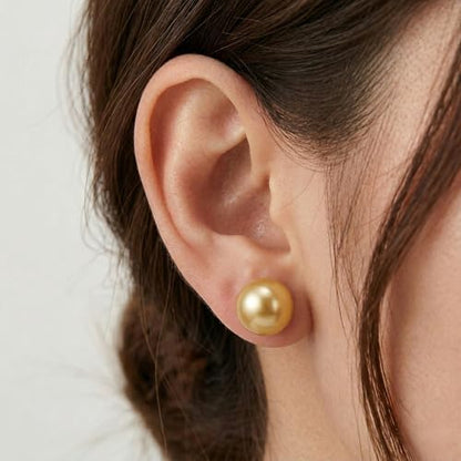 Pearl Stud Earrings Multicolor Shell Beads Pearl Hypoallergenic Stud Earrings Ocean Shell Pearl Jewelry - color: Gold