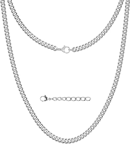 Silvadore Gold/Silver Chain for Men Necklace (2/4/6mm) - Stainless Steel Cuban Link Chain for Men (18K/925 Plated) - Thin, Non-Tarnish & Waterproof Jewelry - GIFT-READY - (18/20/22/24 Inch) - color: 925 Silver Plated, size: 22 inch (56cm), style: 4mm
