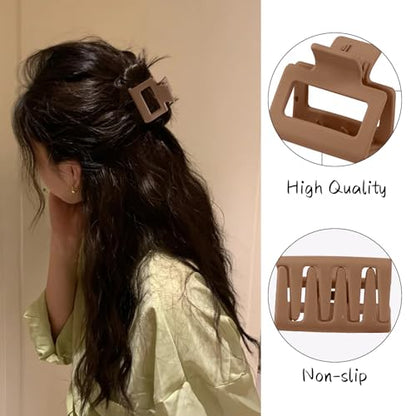 18Pcs Medium Hair Clips for Women Girls - Matte Love, Triangle, Ribbon and Semicircle Styles for Thin/Thick Hair, Cute Nonslip Accessories (White, Brown, Black) - color: White, Brown, Black