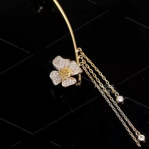 2Pcs Butterfly Ear Cuffs Rhinestone Clip On Earrings | Rhinestone butterfly ear cuffs with non piercing clip on design; silver ear wrap climber jewelry for parties and weddings - style: Style D Gold
