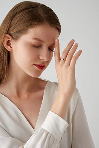 PDWZNBA Love Friendship Ring 18K Gold-Plated Stainless Steel Promise Ring Wedding Band Jewelry Birthday Gifts for Women - color: Ogold