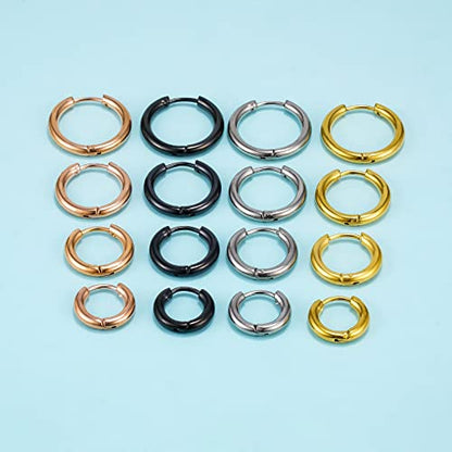 Titanium Huggie Hoop Earrings Hypoallergenic Nickel Free Hinged Sleeper Earrings for Sensitive Skin Cartilage Helix Lobes - style: Huggie 12mm silver