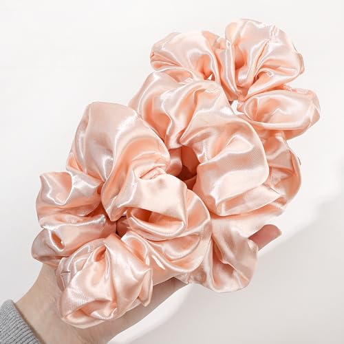 Ivyu 16 Pcs Satin Hair Scrunchies for Women Hair Ties Bands, Hot Pink, Perfect for Thick Curly Hair, No Crease Hair Ties No Damage, Fit for All Kinds of Hair, Excellent Stretch Elastic Band - color: Hot Pink