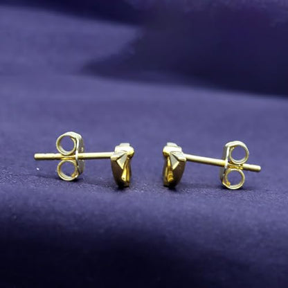 AFFY 14K Gold Plated 925 Sterling Silver Plain Minimalist dainty Stud Earrings Jewelry For Her Women Birthday Gift - color: Fan
