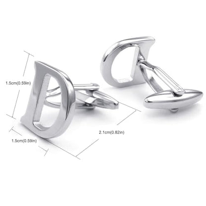 HONEY BEAR Initial Letter Cufflinks for Men Wedding Business | Personalized, Tarnish-Resistant, Steel-Plated Copper Base, Gift Box, for Groomsmen, Father, Husband, Anniversary - style: D Silver