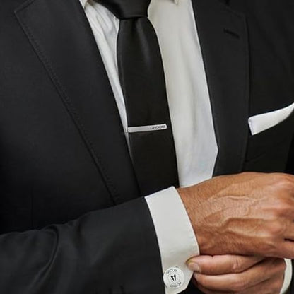 LADY & HOME Tie Clips for Men, Stainless Steel Tie Bars Gifts for Groom, Groomsmen, Father of Groom, Father of Bride, Brother of Bride - style: I:GROOM