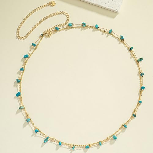 Gold Turquoise Waist Chain for Women Boho Layered Belt Chain Irregular Stone Belly Body Chain Summer Bikini Sexy Body Chain Festival Rave Body Accessories - color: Turquoise Blue