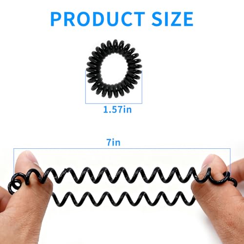 8PCS Spiral Hair Ties for Women, 1.57 Inch (4 cm) Diameter | No Damage, Creaseless Ponytail Holders for Thick and Thin Hair - Dent-Free Coil Design, Phone Cord Style