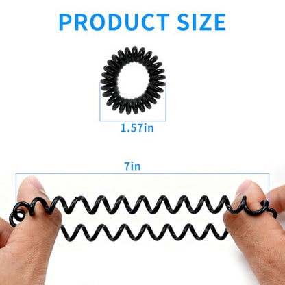 8PCS Spiral Hair Ties for Women, 1.57 Inch (4 cm) Diameter | No Damage, Creaseless Ponytail Holders for Thick and Thin Hair - Dent-Free Coil Design, Phone Cord Style