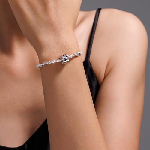 KEQ Clip Spacer Charm for Bracelet 925 Silver Pave Cubic Zirconia Clip Lock Stopper Bead Spacer For Women Bracelets Stopper Birthday Gifts European Openable Beads 2pcs - color: Dog Paw Print