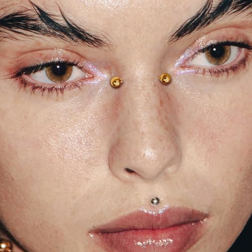 2 Pcs 14k Gold Filled Eyebrow Rings, 16G Threaded Rook Piercing Jewelry, Surgical Steel Vertical Lip Labret Belly Tongue Ring Daith Earring Curved Barbells - color: 10mm-2pcs