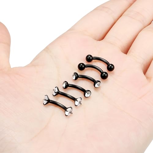 14G Small Belly Button Ring Piercing Jewelry 316L Stainless Surgical Steel Tiny Internally Threaded Navel Rings Belly Button Ring Piercing Jewelry for Women 14 Gauge Hypoallergenic - color: Black-10MM Bar-Clear CZ