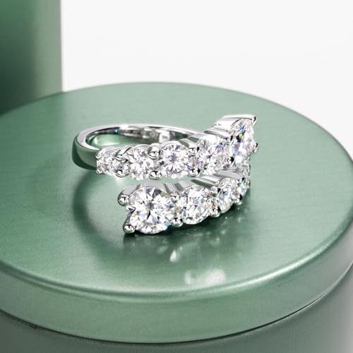 Moissanite Eternity Rings, S925 Sterling Silver Anniversary Band for Women - style: 4. 2 CT Open Ring