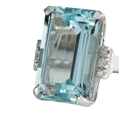 Trendy Oversize Sky Blue Square Cubic Zirconia Crystal Ring For Women Luxury Jewelry Cocktail Party Size 7 Practical and clever