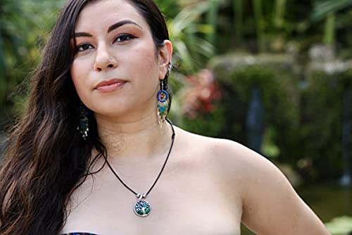 Beaded Dreamcatcher Earrings for Women, Long Boho Fringe Dangle Earrings, Lightweight Colorful Statement Jewelry, Handmade - color: Turquoise & Brown