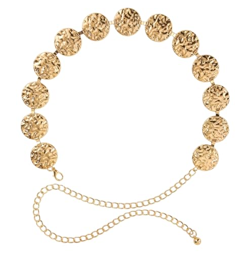 Eohak O-Ring Metal Waist Chain for Women Adjustable Metal Waist Belt Belly Link for Jeans Dress - color: Gold