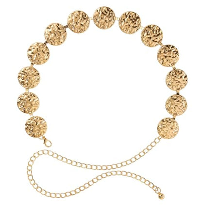 Eohak O-Ring Metal Waist Chain for Women Adjustable Metal Waist Belt Belly Link for Jeans Dress - color: Gold