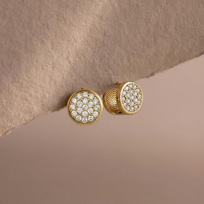 Hoop Earrings for Women 14K Gold Plated Huggie | U Shape,Cubic Zirconia,Dainty,Small,Simple,Lightweight,Hypoallergenic,Trendy,Everyday Jewelry,Gift - color: 01. Round