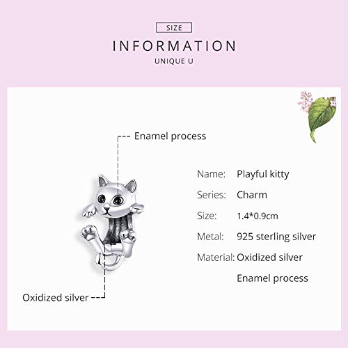 Hummingbird Charms For Bracelets 925 Sterling Silver Animal Dangle & Beads Butterfly Cat Beads Charms For Women Jewelry Gift - color: silver Cat