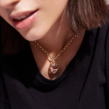 Women Locket Necklace Titanium steel Round 18K Gold Photo Lockets that Hold Picture Living Floating Memory Glass Locket Necklace for Family, Friends, Lovers - color: Gold