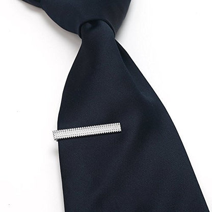 AnotherKiss Men's Fashion Alloy Metal 1.5" Skinny Tie Clip - 3 Pcs Set | Three 1.5 inch tie bars in silver tone keep skinny ties neat for business, weddings, formal events and Father's Day wear.