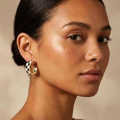 14K Gold Plated Chunky Hoop Earrings for Women Vintage Leopard Print Hoops Large Round Hoop Earrings Jewelry - style: Hoop L