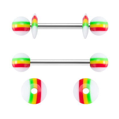 14G Body Piercing Jewelry Surgical Steel Belly Button Rings Tongue Rings Packs Silicone Spike Ball Barbell Belly Tongue Nipple Rings Piercing for Women - style: 12pcs tongue rings