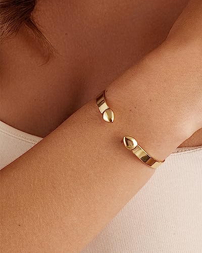 PAVOI 14K Gold Plated Stainless Steel Bangle Bracelets for Women | Inspirational Engraved Adjustable Mantra Cuff Bangle | Personalized Gift for Her Mom Sister | Birthday Gifts for Women - style: I Am Enough