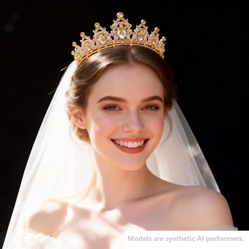 Kamirola - Queen Crown and Tiaras Princess Crown for Women Crystal Headbands for Bridal, Princess for Wedding and Party - color: KC gold