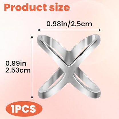 Joez Wonderful Scarf Ring Clip, Wide Band Chunky Chain Silk Scarf Buckle, Shawl Clips Scarf Clasp Holder Scarves Pin - color: (X-shaped) Silver
