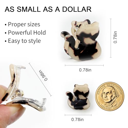 Mistofu 12PCS Mini Cat Hair Claw Clips, Acrylic Hair Clips for Women | Trendy Small Non-Slip, Aesthetic Acetate Clips for Girls & Women ,Cute Kawaii Classic Hair Claw - color: small cat 2