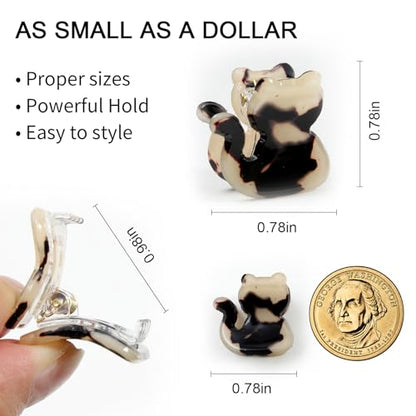 Mistofu 12PCS Mini Cat Hair Claw Clips, Acrylic Hair Clips for Women | Trendy Small Non-Slip, Aesthetic Acetate Clips for Girls & Women ,Cute Kawaii Classic Hair Claw - color: small cat 2