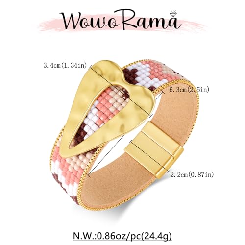 WOWORAMA Boho Leather Wrap Bracelet for Women Trendy Multi Layered Leather Bracelets Wide Western Stackable Wristband Cuff Bangles Statement Bracelet Jewelry - color: Colorful