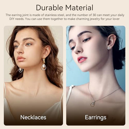 30PCS Teardrop Hollow Frame Pendant, Geometric Open Pendant Frame Earrings Beading Hoop Stainless Steel Linking Ring Connector for Jewelry Making Charms DIY Earrings Bracelets
