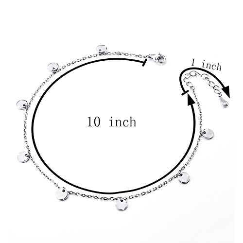 Anklet for Women S925 Sterling Silver Beach Foot Adjustable Ankle Bracelet - style: Wafer: 10+1 Inches