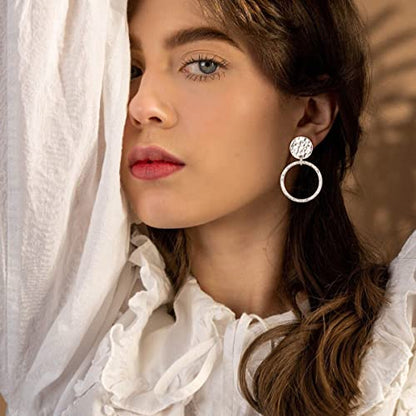 MUYAN Gold Clip On Drop Earrings for Women Non Piercing Dangle Earrings Fashion Jewelry - color: D Clip Silver