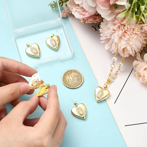 Mary Photo Locket Charms for Jewelry Making Brass Frame Charms Memorial Bracelet Necklace Earring Keychain - style: Heart