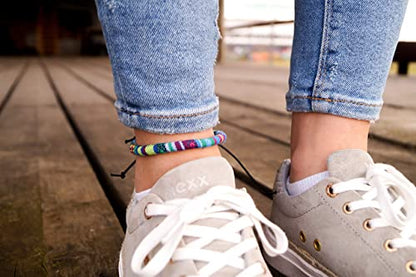 Made by Nami Surfer Anklet for Men and Women Waterproof and Adjustable Surfer Ankle Bracelet String Ankle Bracelet Beach Accessory for Ethnic Hippie Style - color: Turquoise Round